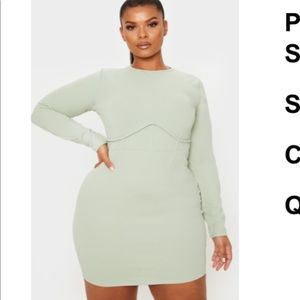 Sage khaki Corset bodycon dress